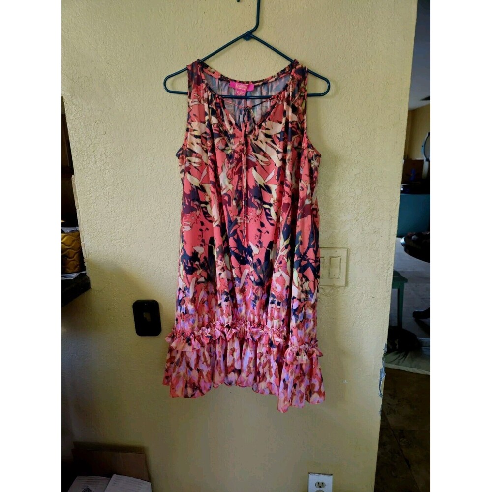 NWT Catherine Malandrino Sz. M Bayon Sunset Orange Printed Ruffle Maxi  DRESS